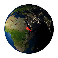 Image showing Eritrea in red on Earth isolated on white