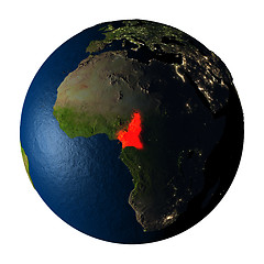 Image showing Cameroon in red on Earth isolated on white