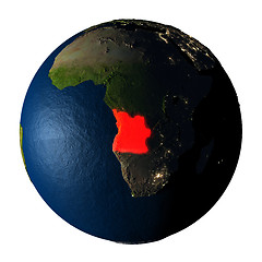 Image showing Angola in red on Earth isolated on white