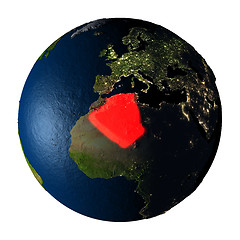 Image showing Algeria in red on Earth isolated on white