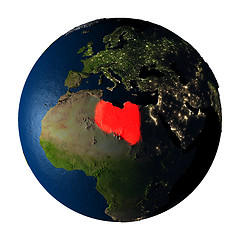 Image showing Libya in red on Earth isolated on white