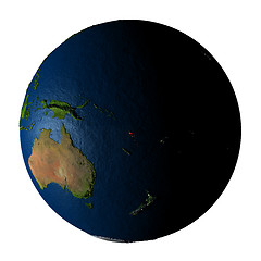 Image showing Vanuatu in red on Earth isolated on white