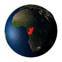 Image showing Congo in red on Earth isolated on white