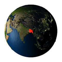 Image showing Bangladesh in red on Earth isolated on white