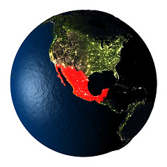 Image showing Mexico in red on Earth isolated on white