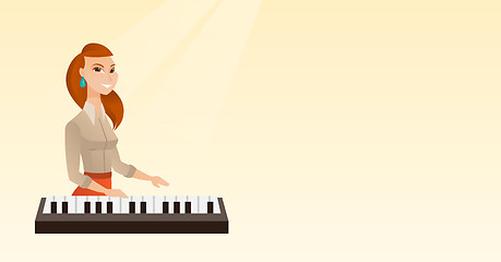 Image showing Woman playing the piano vector illustration.