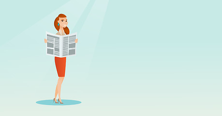 Image showing Woman reading a newspaper vector illustration.