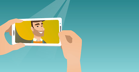 Image showing Young man making selfie vector illustration.