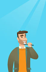 Image showing Man brushing teeth vector illustration.