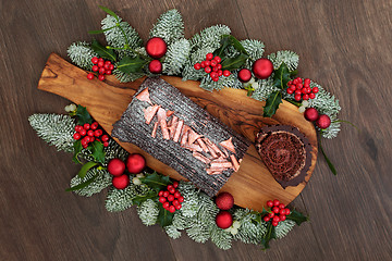 Image showing Christmas Chocolate Yule Log Cake  