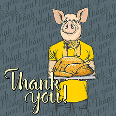 Image showing Vector illustration of Thanksgiving pig concept