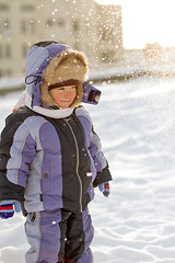 Image showing Boy enjoying the first snow