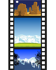 Image showing Film from camera with landscape on white background