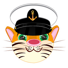 Image showing Animal tiger in service cap of the captain