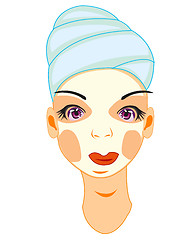 Image showing Vector illustration of the young girl with cream mask on person