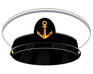 Image showing Service cap of the sea captain on white background