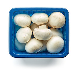 Image showing box of fresh champignons