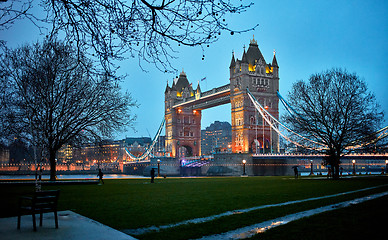 Image showing Night view of Tower Bridge