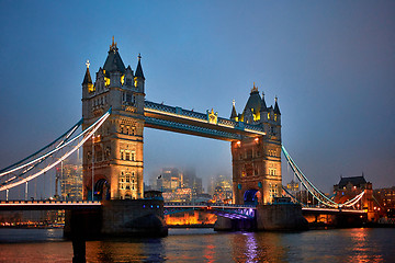 Image showing Night view of Tower Bridge