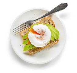 Image showing healthy sandwich with poached egg