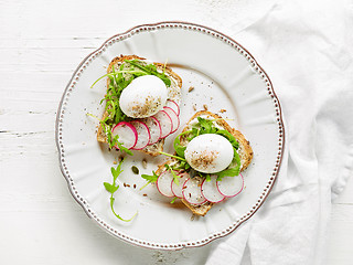 Image showing Plate of healthy sandwiches