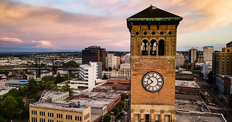 Image showing Over Tacoma Beside Old City Hall Clocktower Washington State