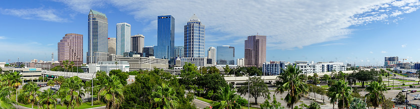 Image showing Downtown City Skyline in a Long Panorama Tampa Florida