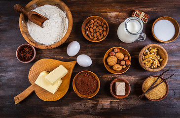 Image showing Variation of baking ingredients for Christmas cookies