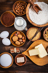 Image showing Variation of baking ingredients for Christmas cookies