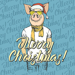 Image showing Pig Christmas and New Year vector concept