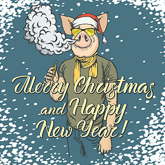 Image showing Pig Christmas and New Year vector concept