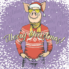 Image showing Pig Christmas and New Year vector concept