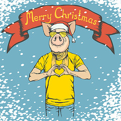 Image showing Pig Christmas and New Year vector concept