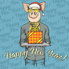 Image showing Pig Christmas and New Year vector concept