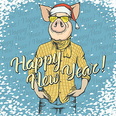 Image showing Pig Christmas and New Year vector concept