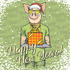 Image showing Pig Christmas and New Year vector concept