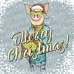 Image showing Pig Christmas and New Year vector concept