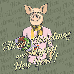 Image showing Pig Christmas and New Year vector concept