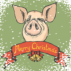 Image showing Pig Christmas and New Year vector concept