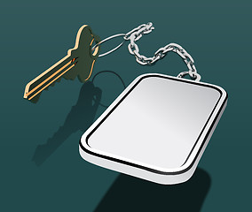 Image showing Key with keychain on a chain, with a place for your logo. Mock up vector
