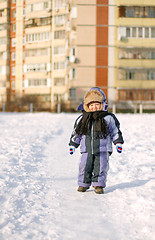 Image showing Boy enjoying the first snow