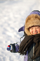 Image showing Boy enjoying the first snow