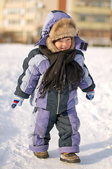 Image showing Boy enjoying the first snow