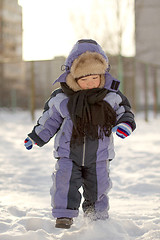 Image showing Boy enjoying the first snow