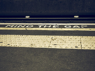 Image showing Vintage looking Mind the gap in London