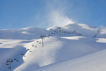 Image showing Skiing slopes in the alps