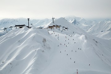 Image showing Skiing slopes from the top