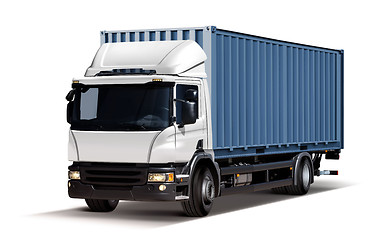 Image showing truck transports container isolated