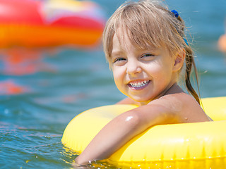 Image showing Little girl in sea 