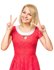 Image showing Portrait woman on white background